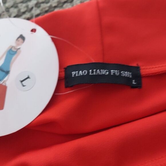 NWT Piao Liang fu shi  RED DRESS Stretchy Off Shoulder Size L - Picture 5 of 7